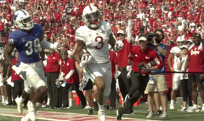 Samouri Toure touchdown Nebraska vs Buffalo football 2021
